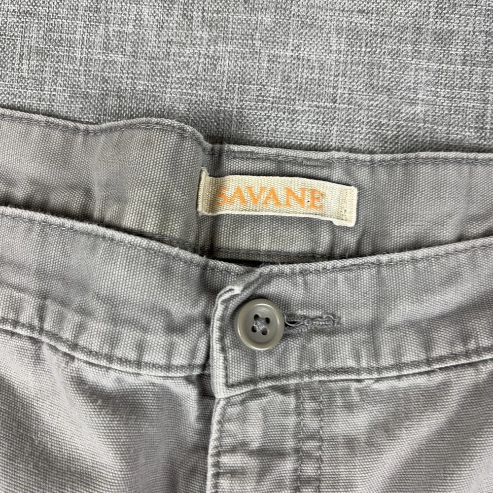 Savane Shorts Mens 42 Gray Cargo‎ Canvas Flat Front Relaxed Fit 7 Inseam Casual
